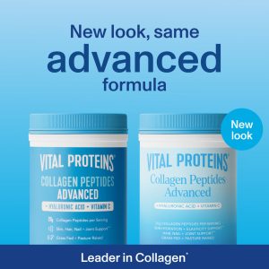 Collagen Peptides Advanced – with Hyaluronic Acid u0026 Vitamin C – 9.33oz with HA + Vitamin C
